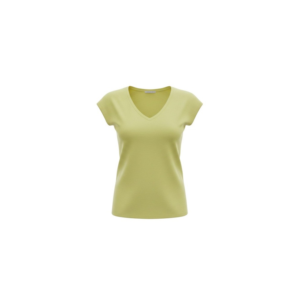Ambiance Apparel V-Neck Tee Womens Small Yellow Short Sleeve Cotton Blend 65000